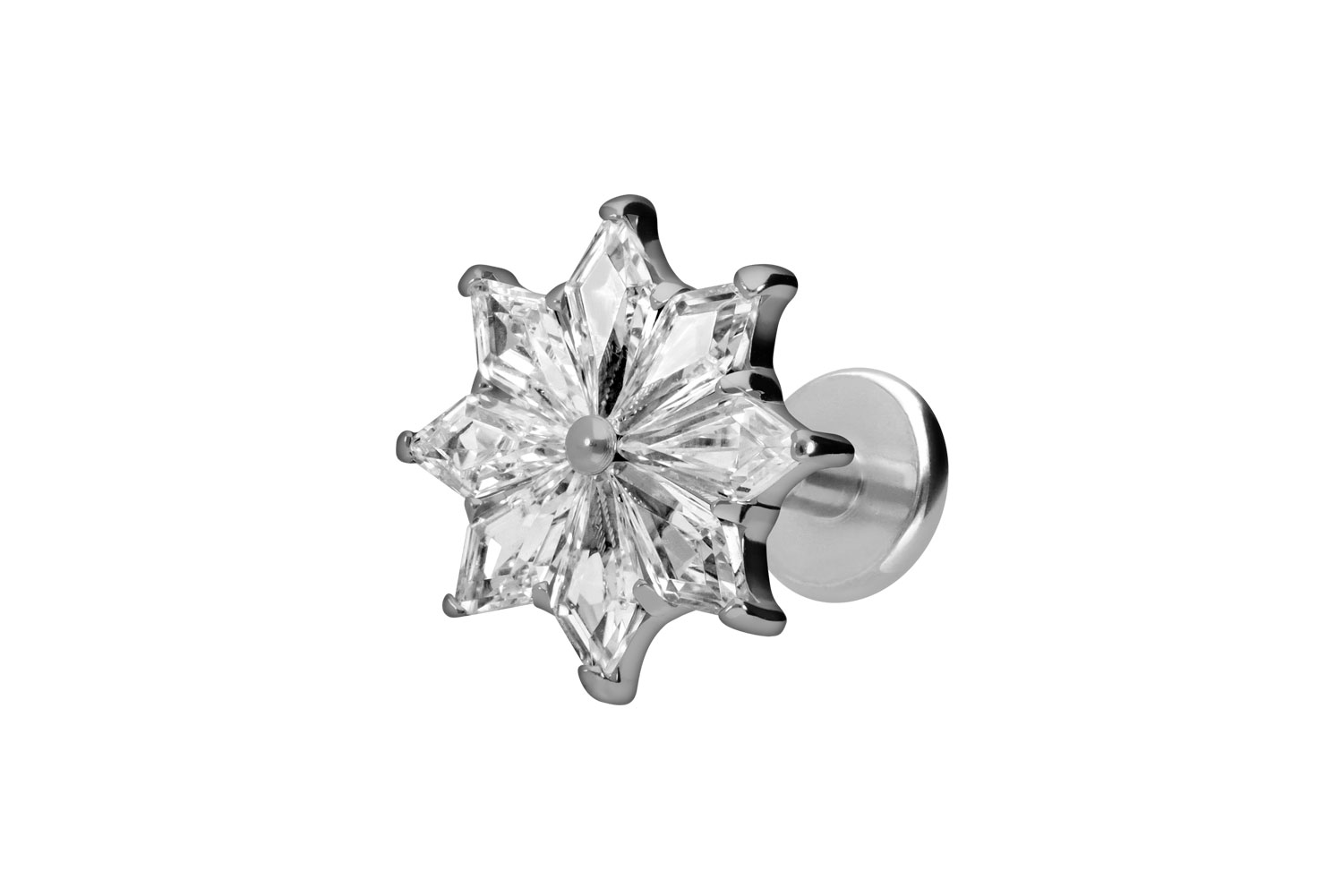 Titan Labret Piercing mit Innengewinde KRISTALLSTERN